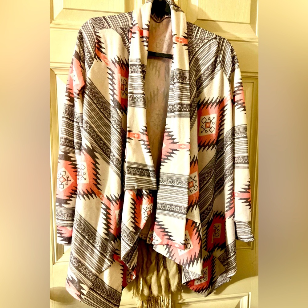 Women’s Tribal Print Open Front Cardigan